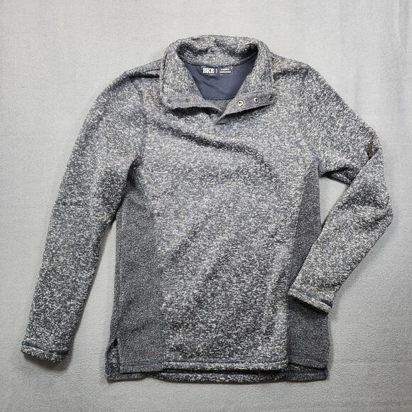 BKE Mens Sweater Large Grey Heathered 1/4 Snap Stretch Long Sleeve Preppy Casual - Picture 12 of 13
